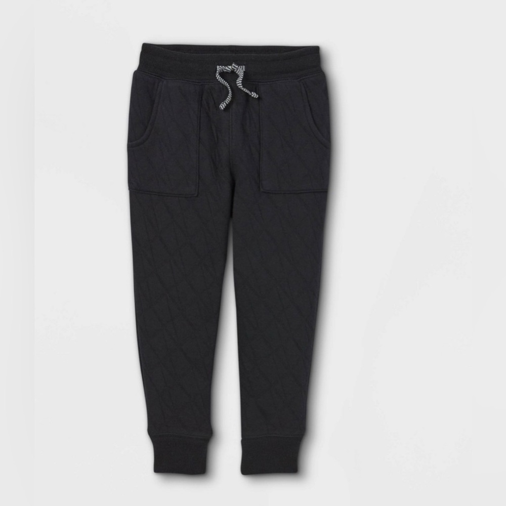 NWT Cat & Jack Reinforced Knee Black Joggers Unisex Size 18M
